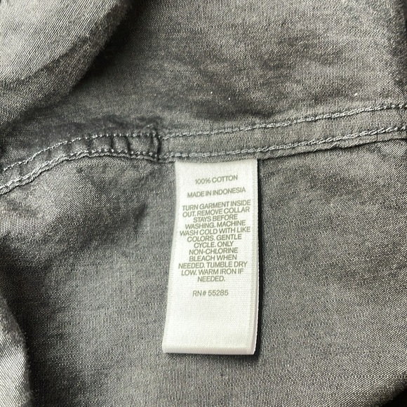 Express Men Shirt Button Up Long Sleeve Fitted 100% Cotton Pockets Gray Size XL - Picture 9 of 11